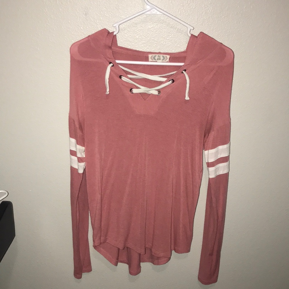 Pink Rose Hooded Long Sleeve